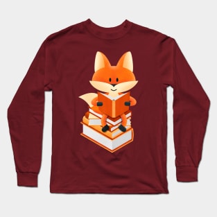 Book lover fox illustration Long Sleeve T-Shirt